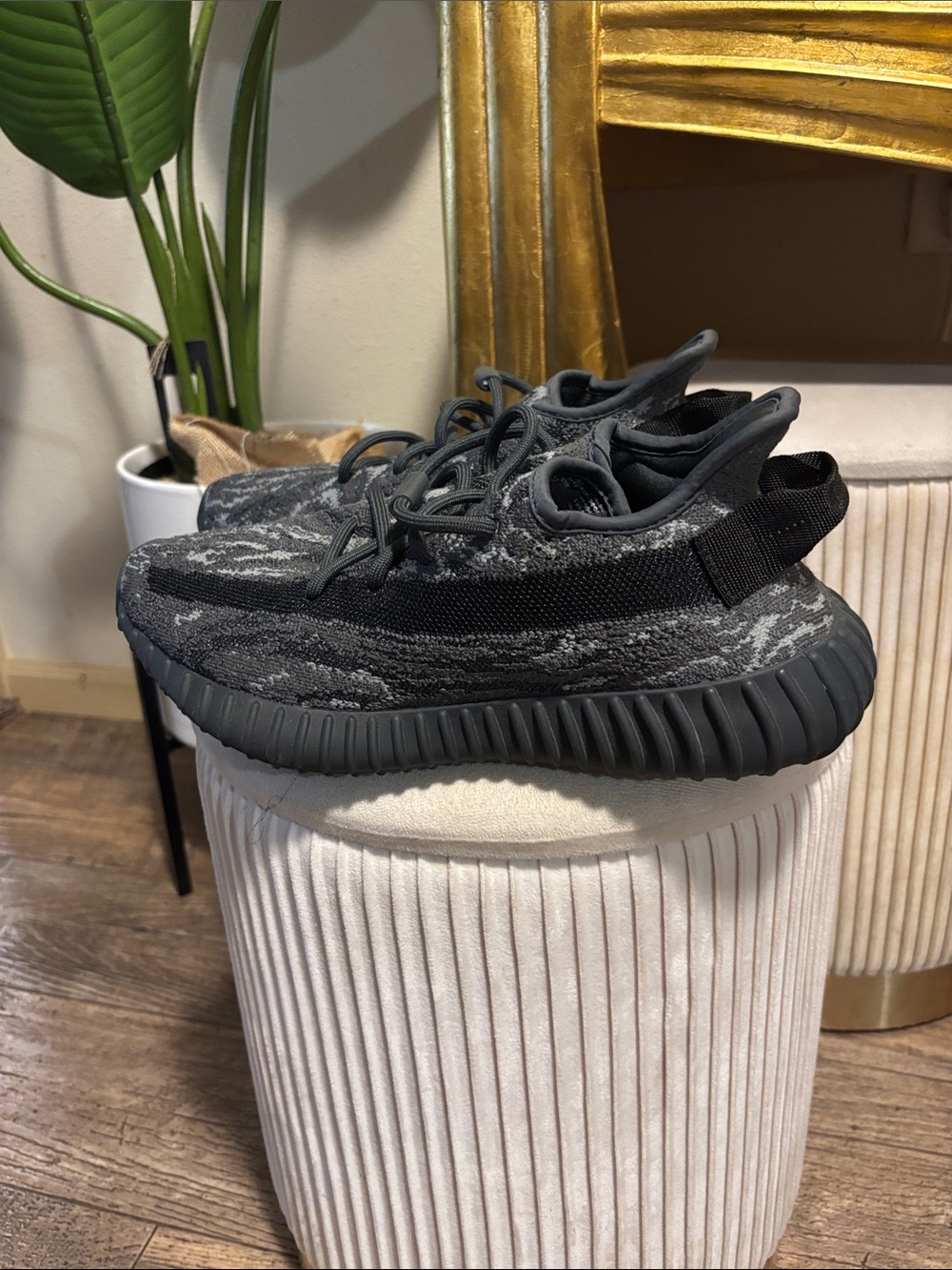adidas Kids Dark Gray Knit Lace-Up Sneakers